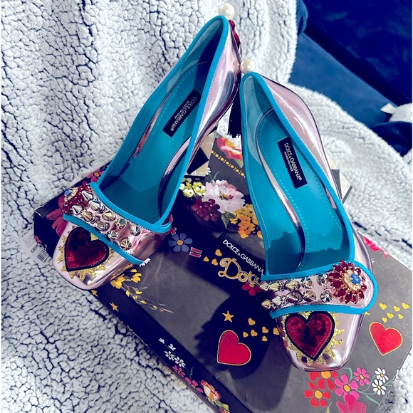 DOLCE & GABBANA Jackie Leather Court Block Heels US7 UK4 EU37 - Picture 17 of 17